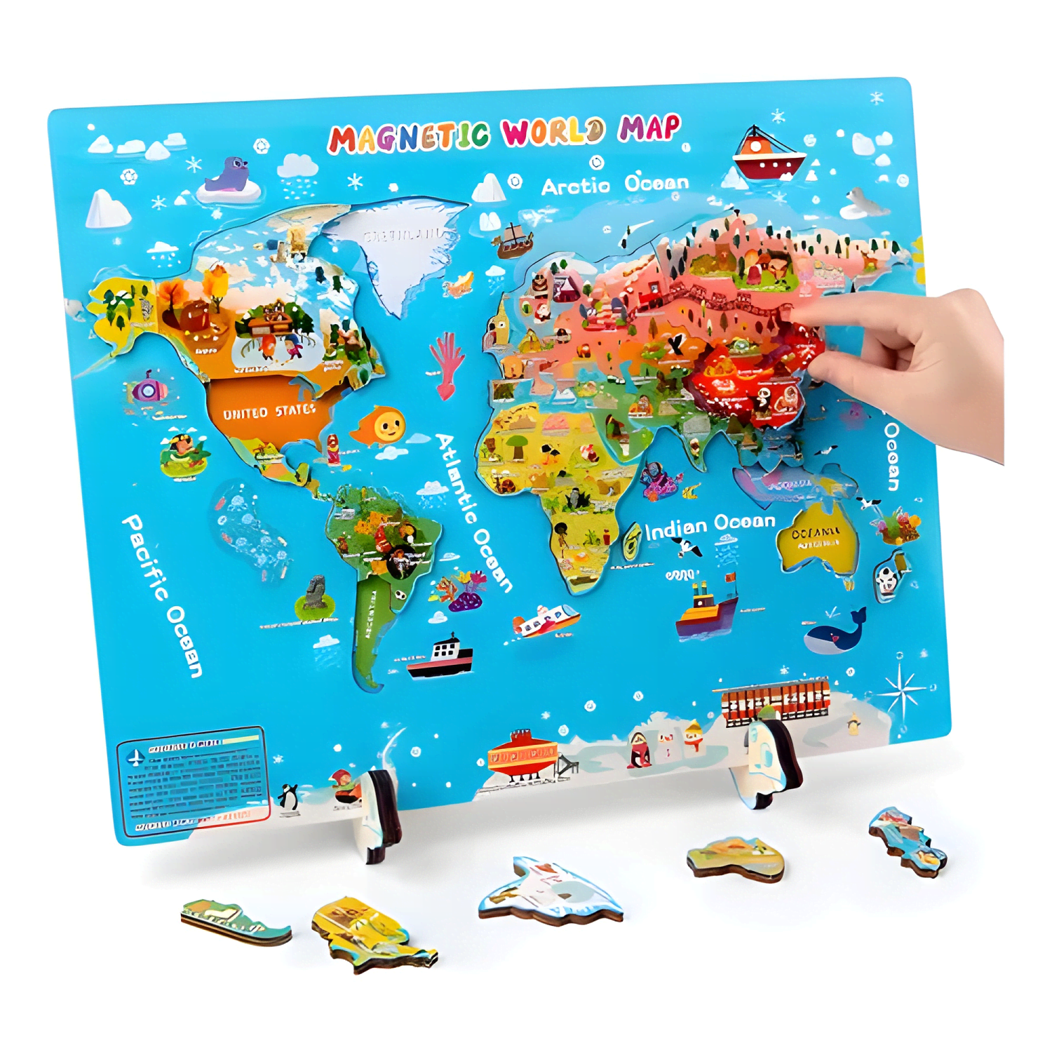 Mapa mundial ingles juego juguete didáctico magnético #2-0