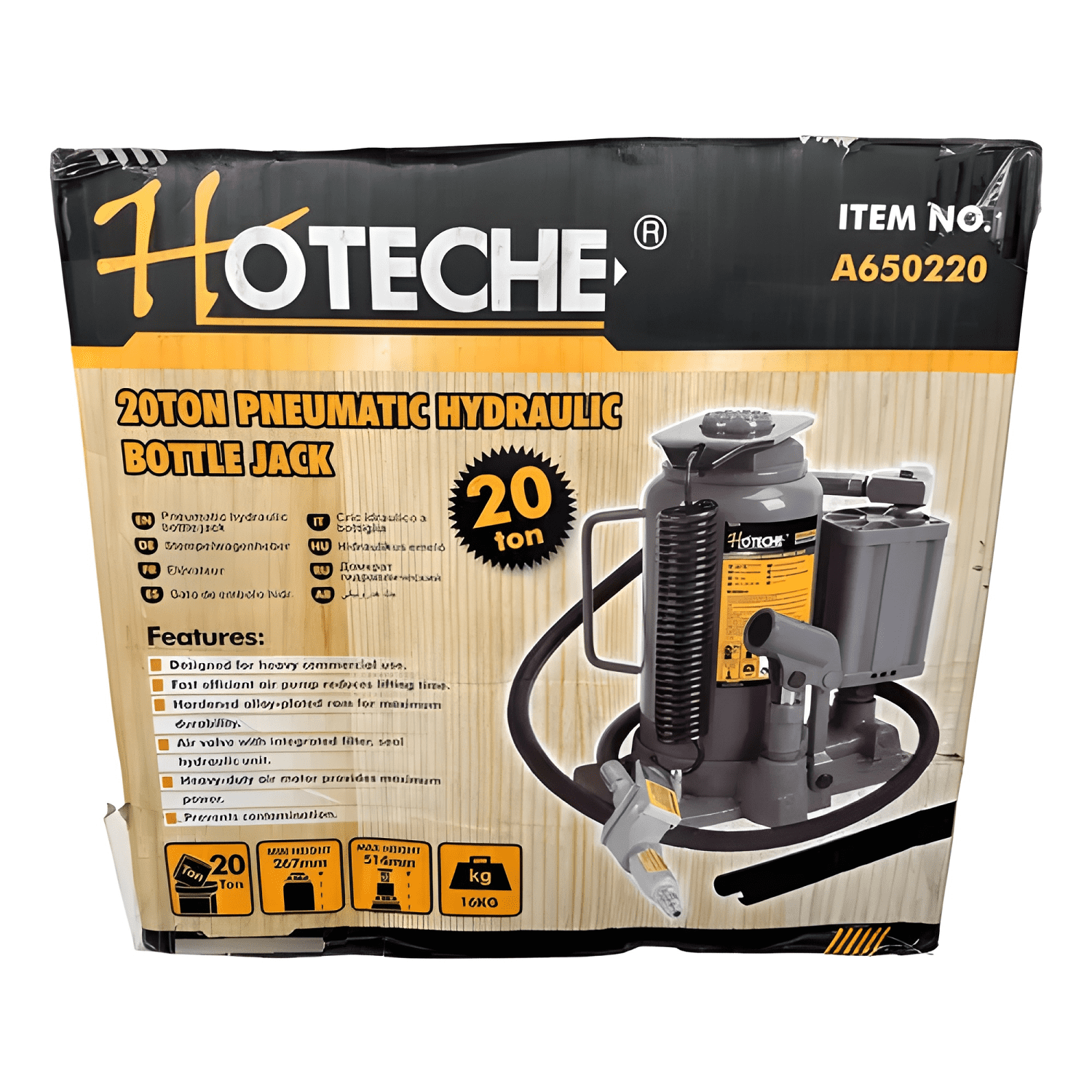 Gata Botella Hidráulica Neumática 20 Toneladas Hoteche A0220-4