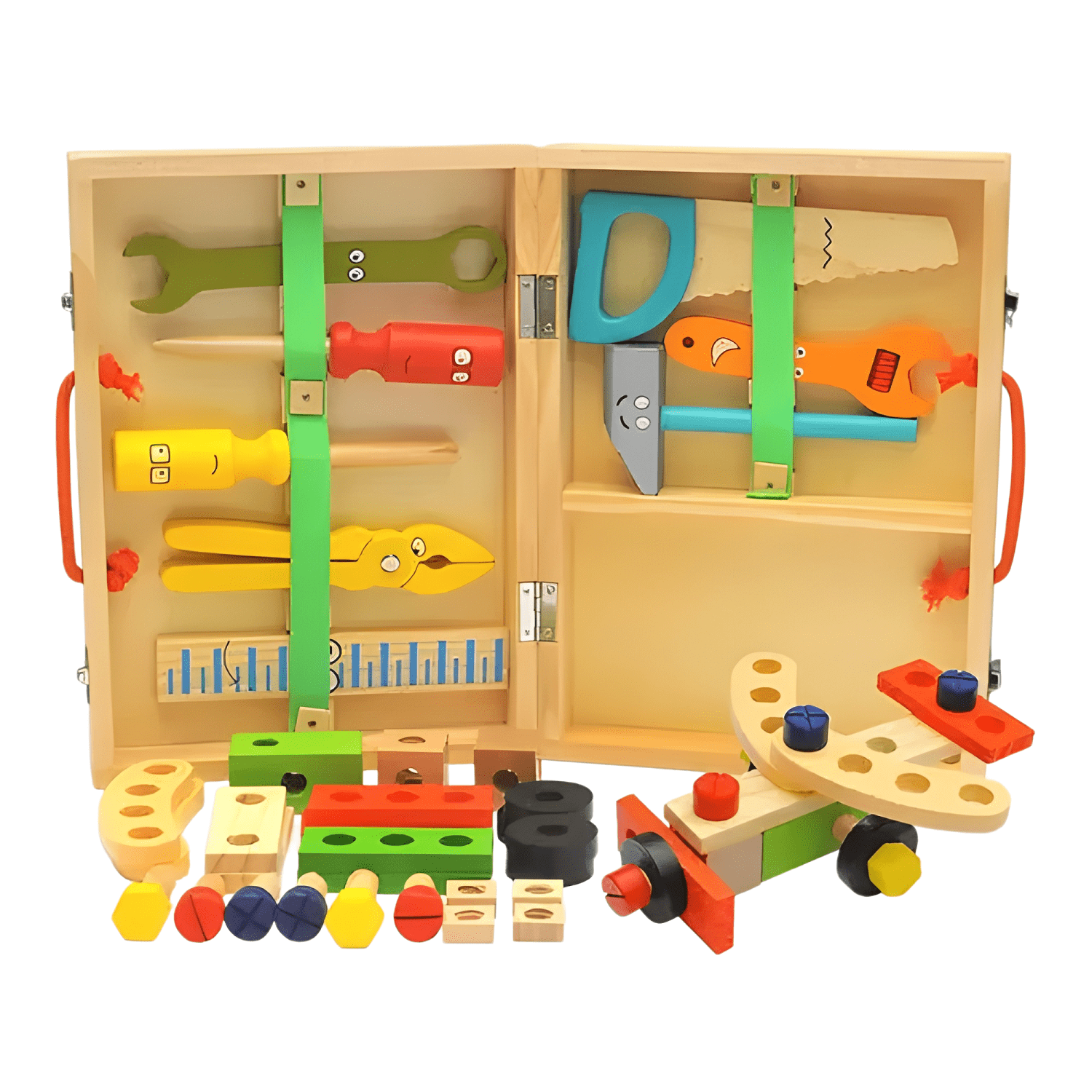 Caja de herramientas de madera juguete Montessori niños-0