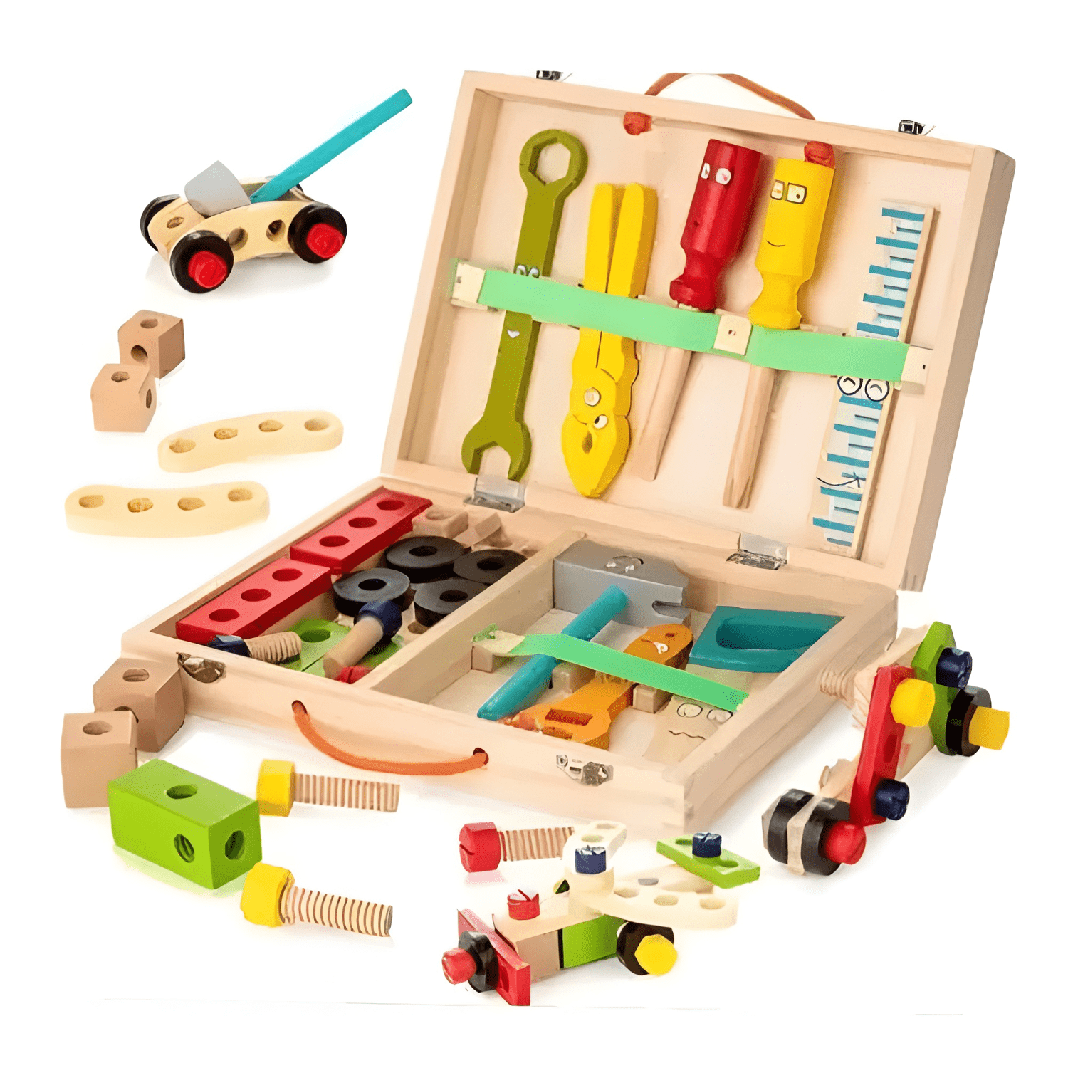 Caja de herramientas de madera juguete Montessori niños-3