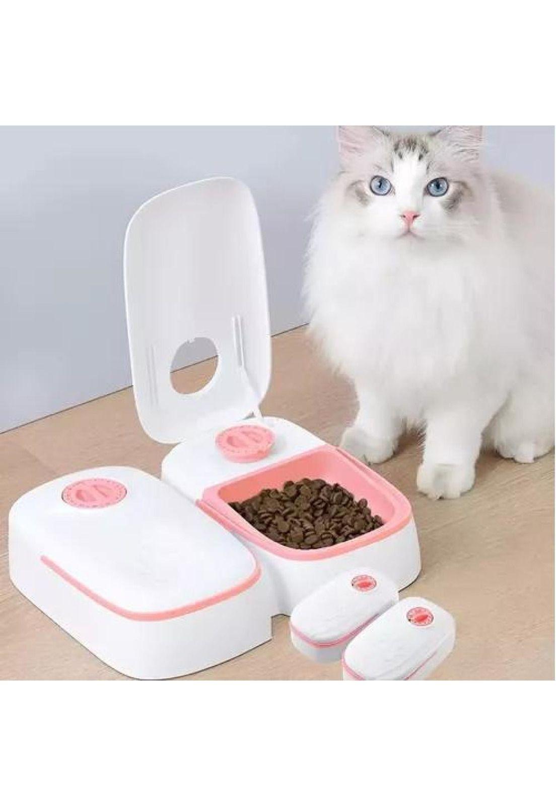 Dispensador automático de comida Roro, comedero doble, rosa-3
