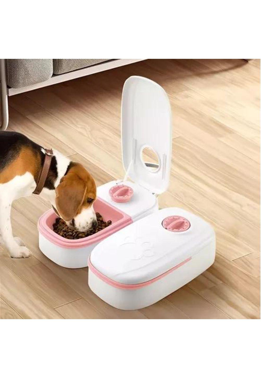 Dispensador automático de comida Roro, comedero doble, rosa-9