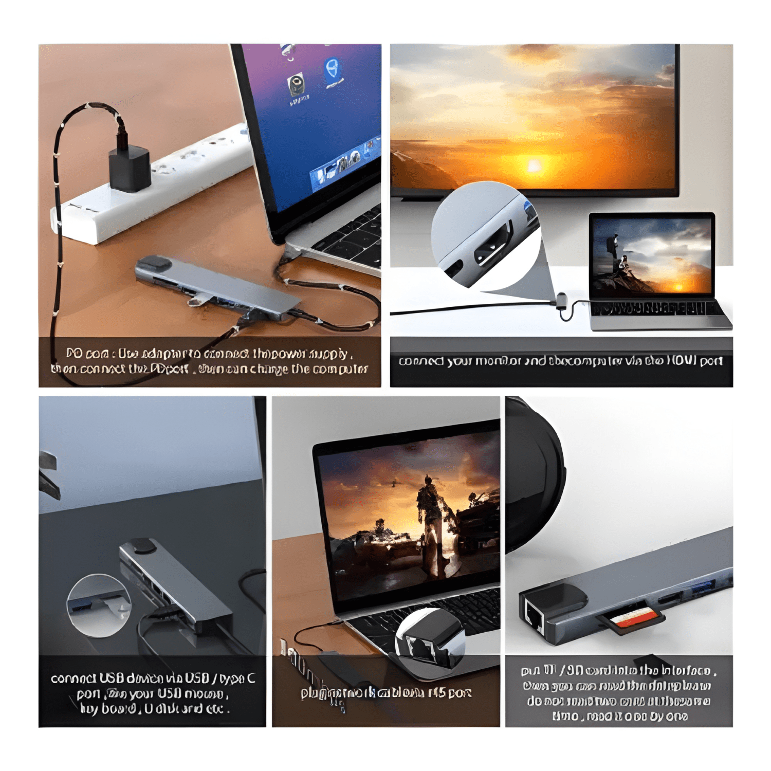 Adaptador hub MacBook Air M1 M2 8 en 1 USB-C HDMI 4K-2