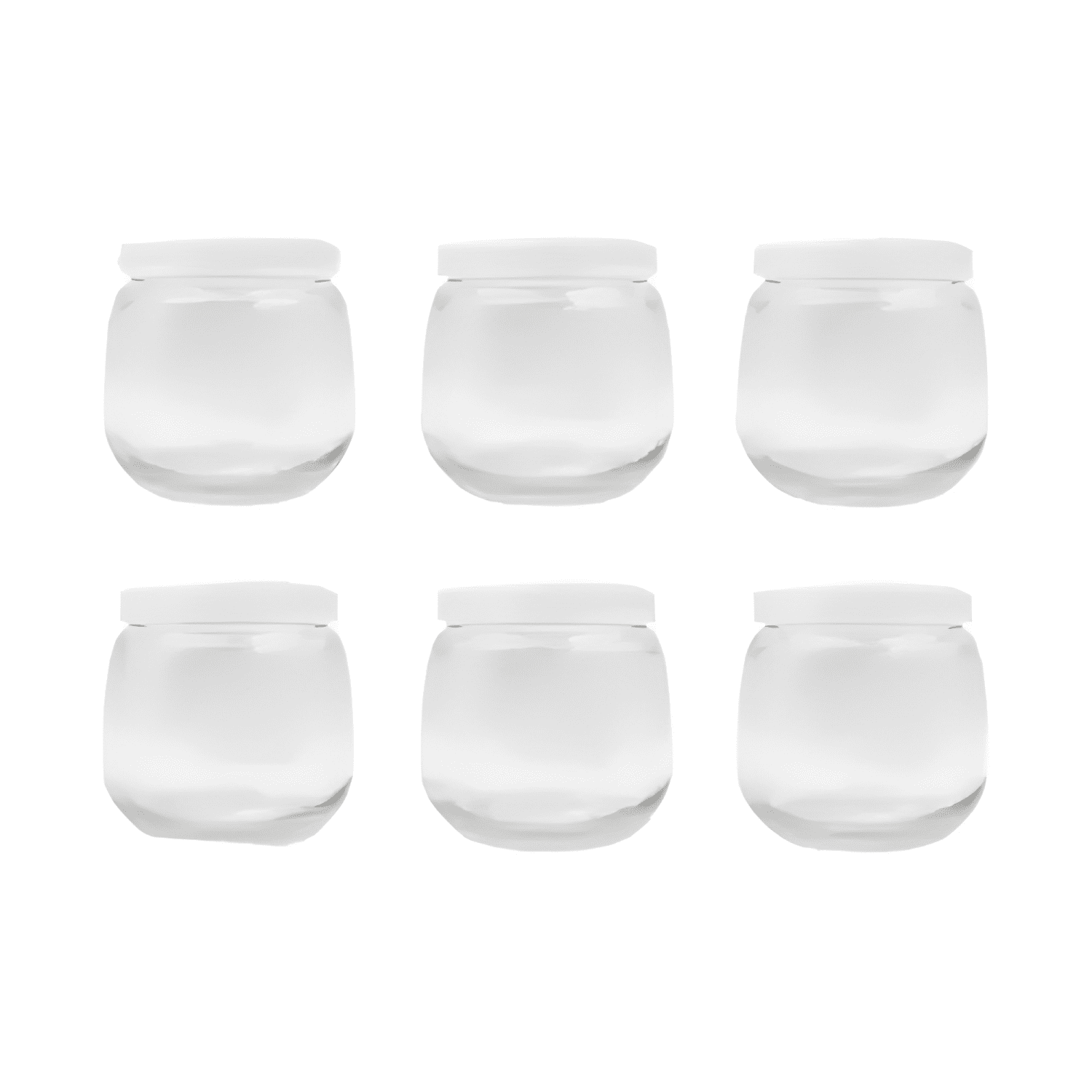 Pack 6 frascos vidrio redondo tapa plástica 200 ml postre-0