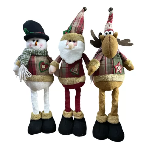Pack x3 muñecos navideños pata larga pascuero, mono nieve rojo-2