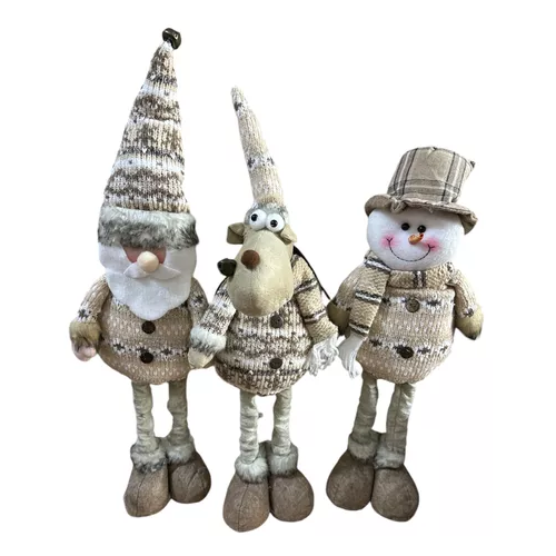 Pack x3 muñecos navideños pata larga pascuero, mono nieve rojo-3