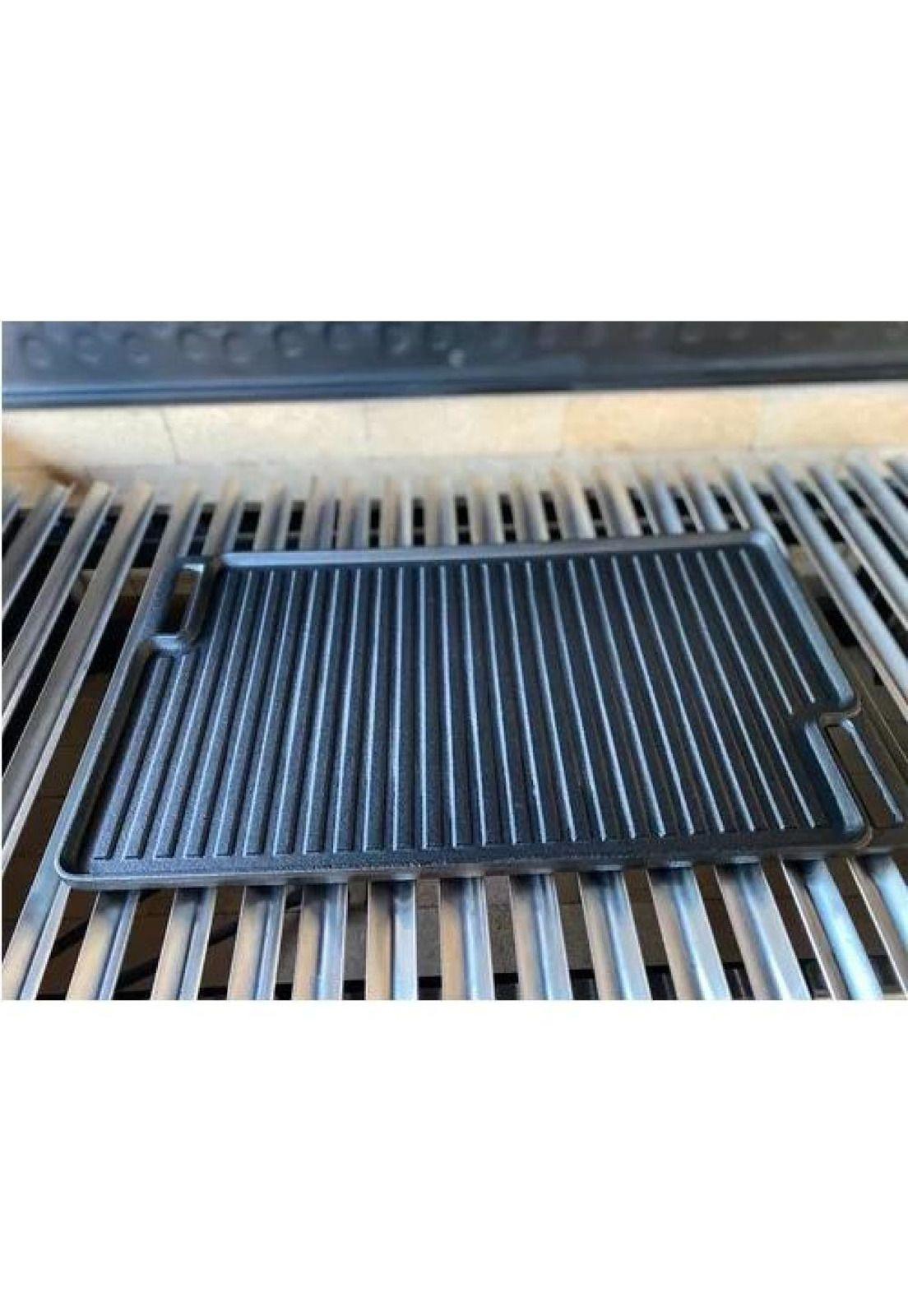 Plancha churrasquera reversible de 46x26 cm, hierro fundido-4