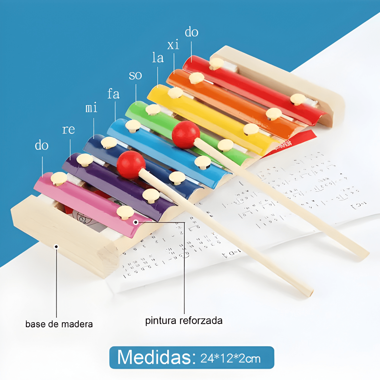 Set 8 instrumento musicales montessori madera Multicolor-2