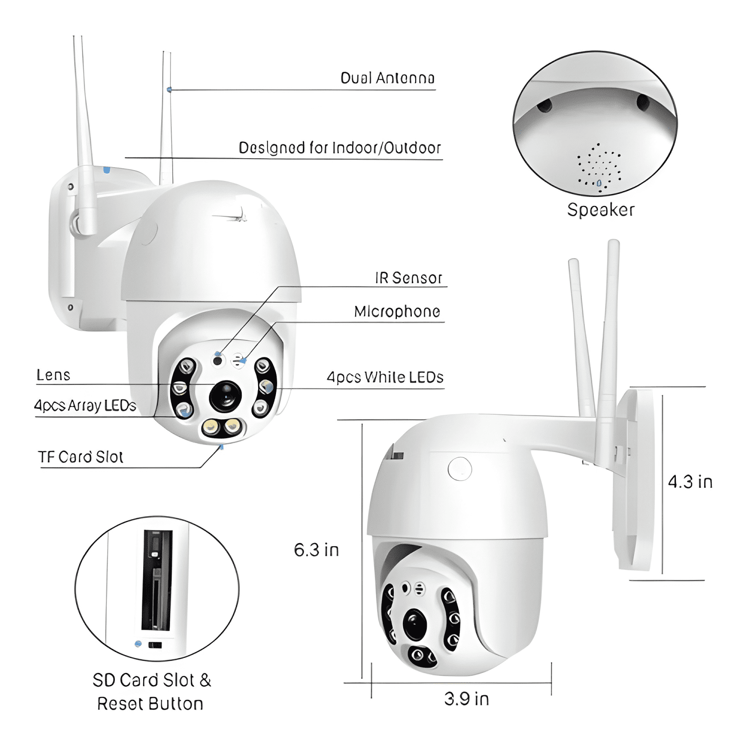 Cámara para Seguridad 360 Ip Panorámica para Blanco-2