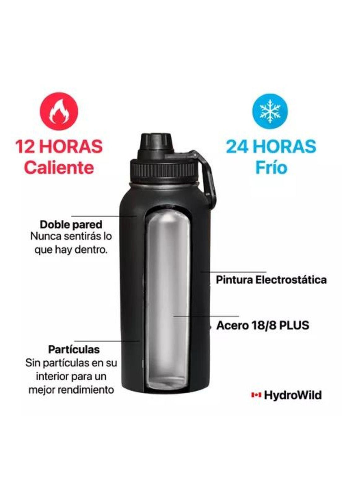 Botella térmica de 1 litro, inoxidable, Hydrowild, 1000 ml, con tapas, color celeste-4