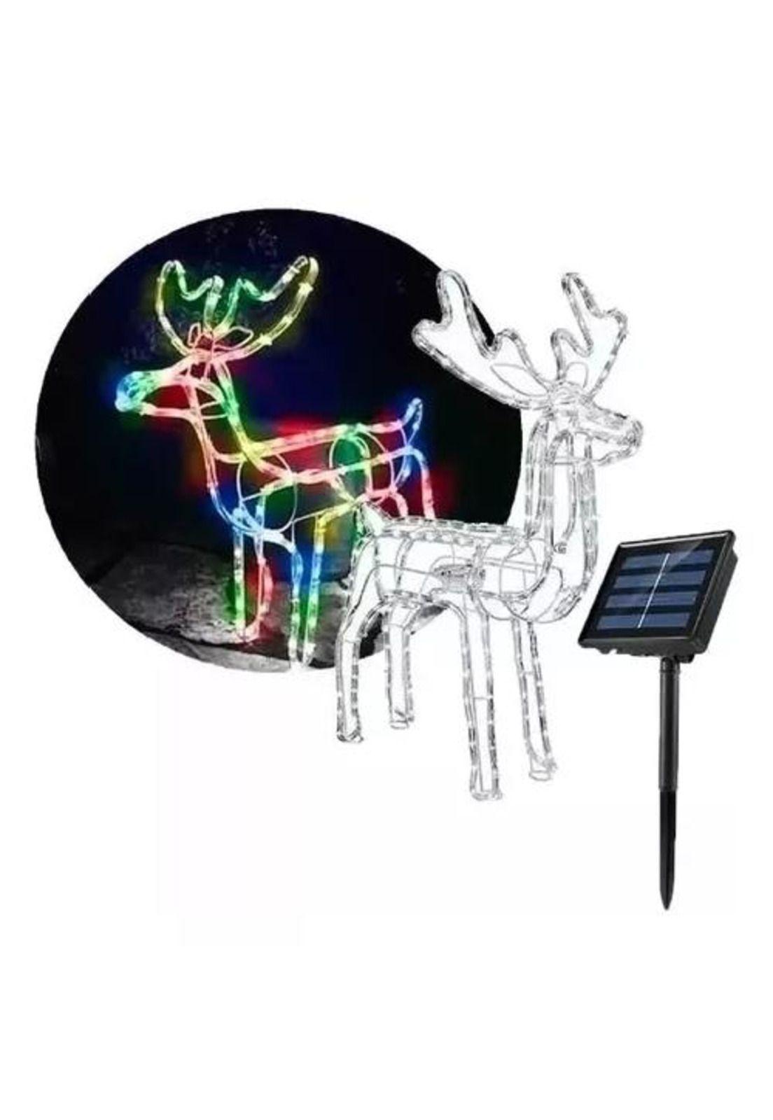 Reno solar de Navidad con luces LED 95 cm multicolor-0