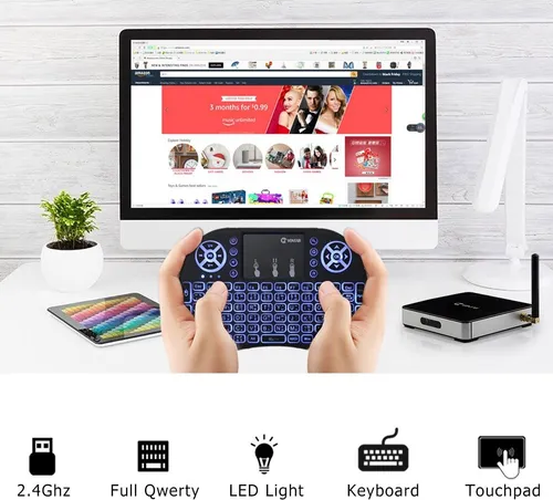 Mini teclado inalámbrico smart tv box pc control tv-1