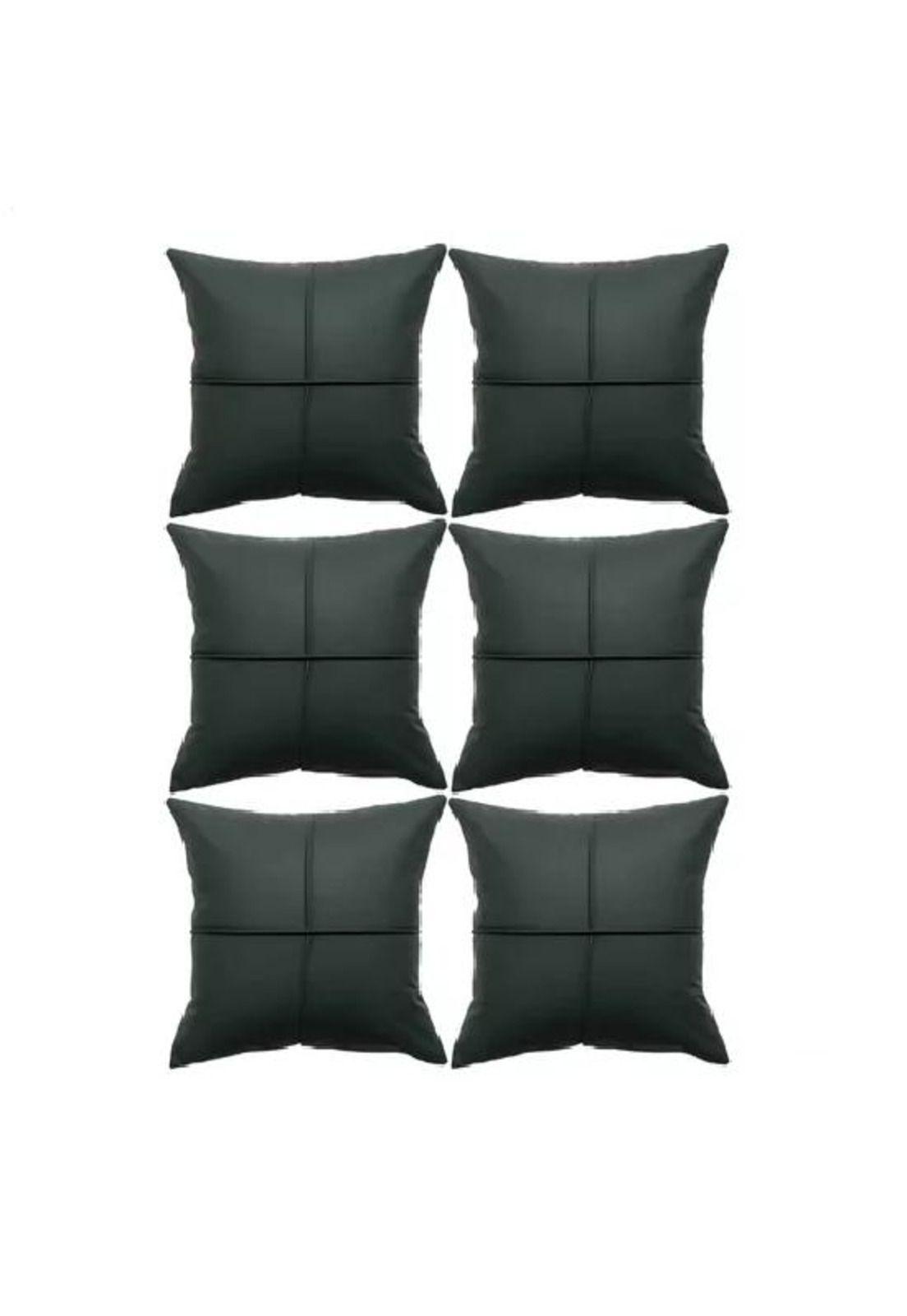 Pack 6 fundas de cojines almohada eco-cuero impermeable 43 cm color verde oscuro-1
