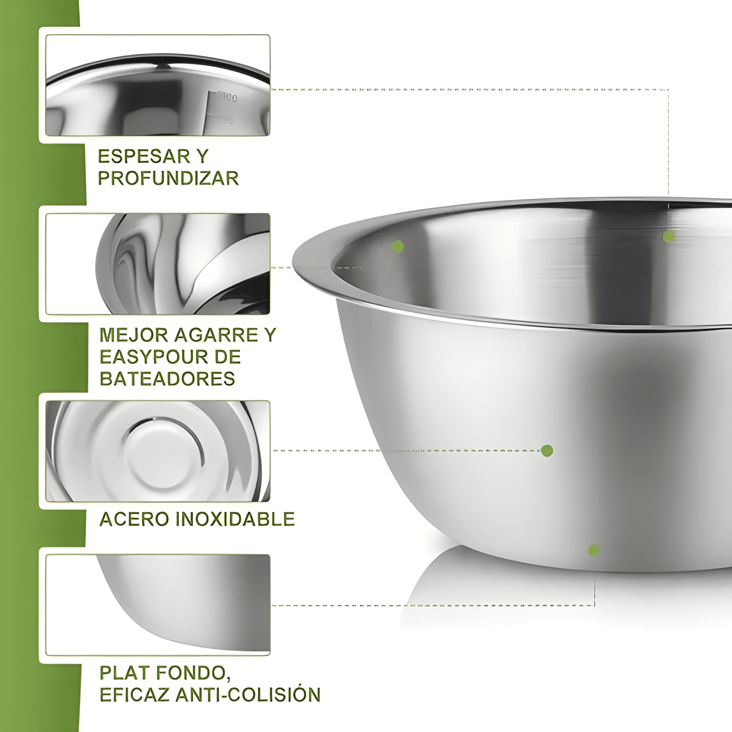 5pc bowl pocillo acero inoxidable reposteria cocina #2-4