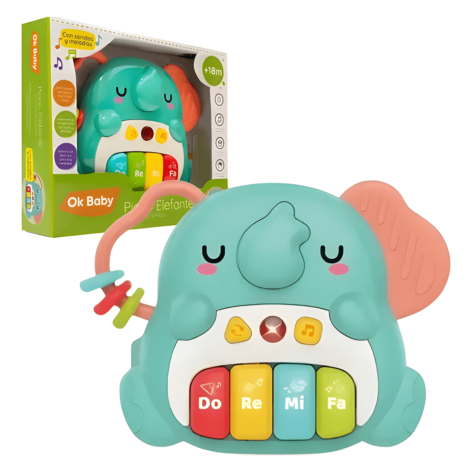 Ok baby piano didáctico elefantito 18-24 meses 4 teclas-0