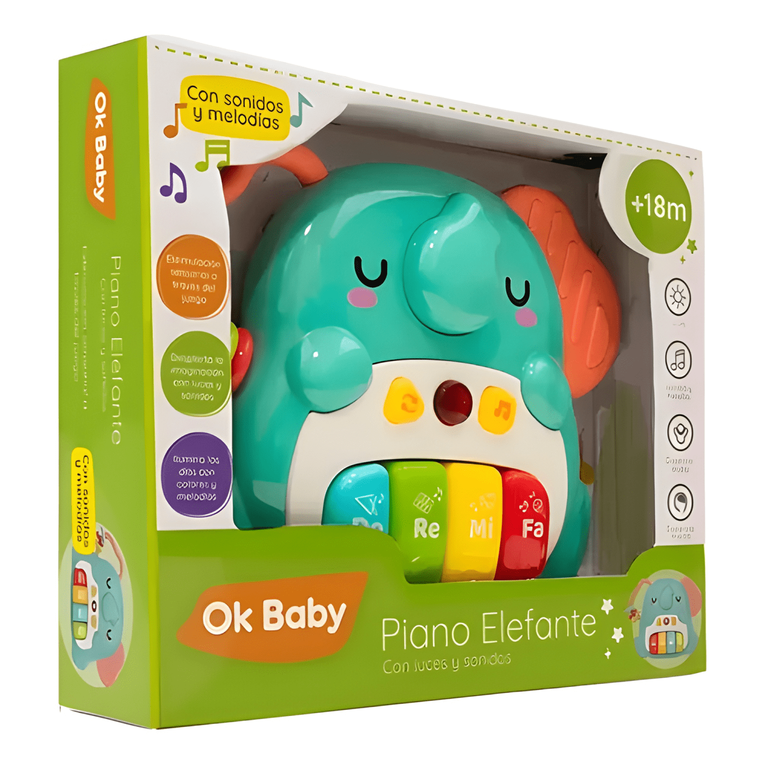 Ok baby piano didáctico elefantito 18-24 meses 4 teclas-4