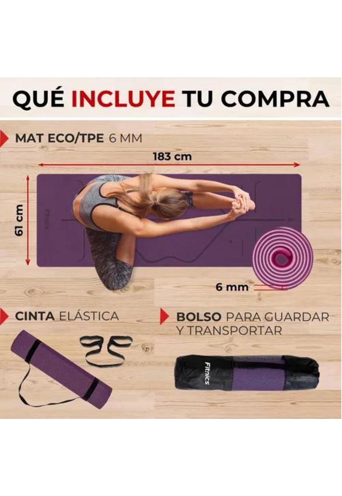 Mat de Yoga - Colchoneta Eco 6mm Doble Color, con Guías + Bolso + Correa-5