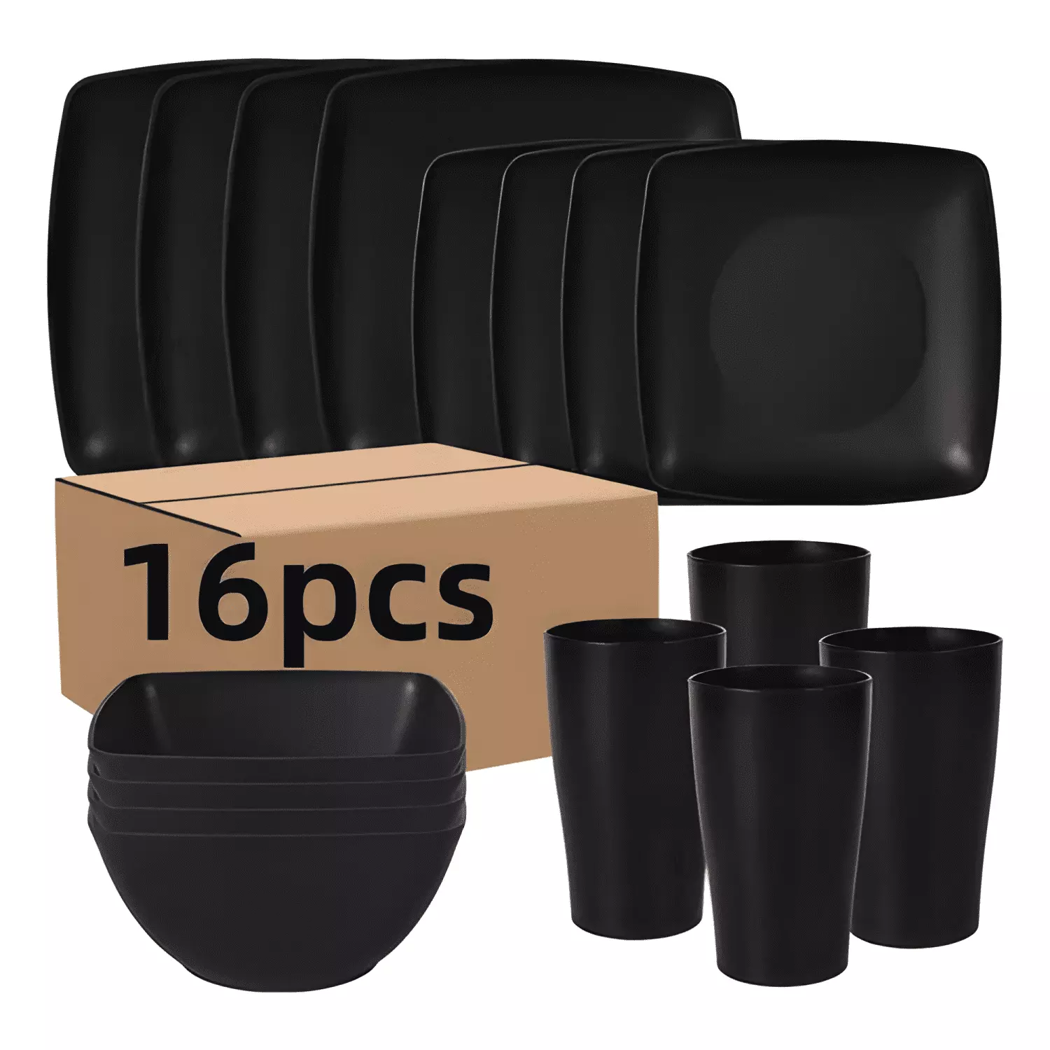Juego vajilla cocina 16pcs platos bowls tazas de paja trigo-2
