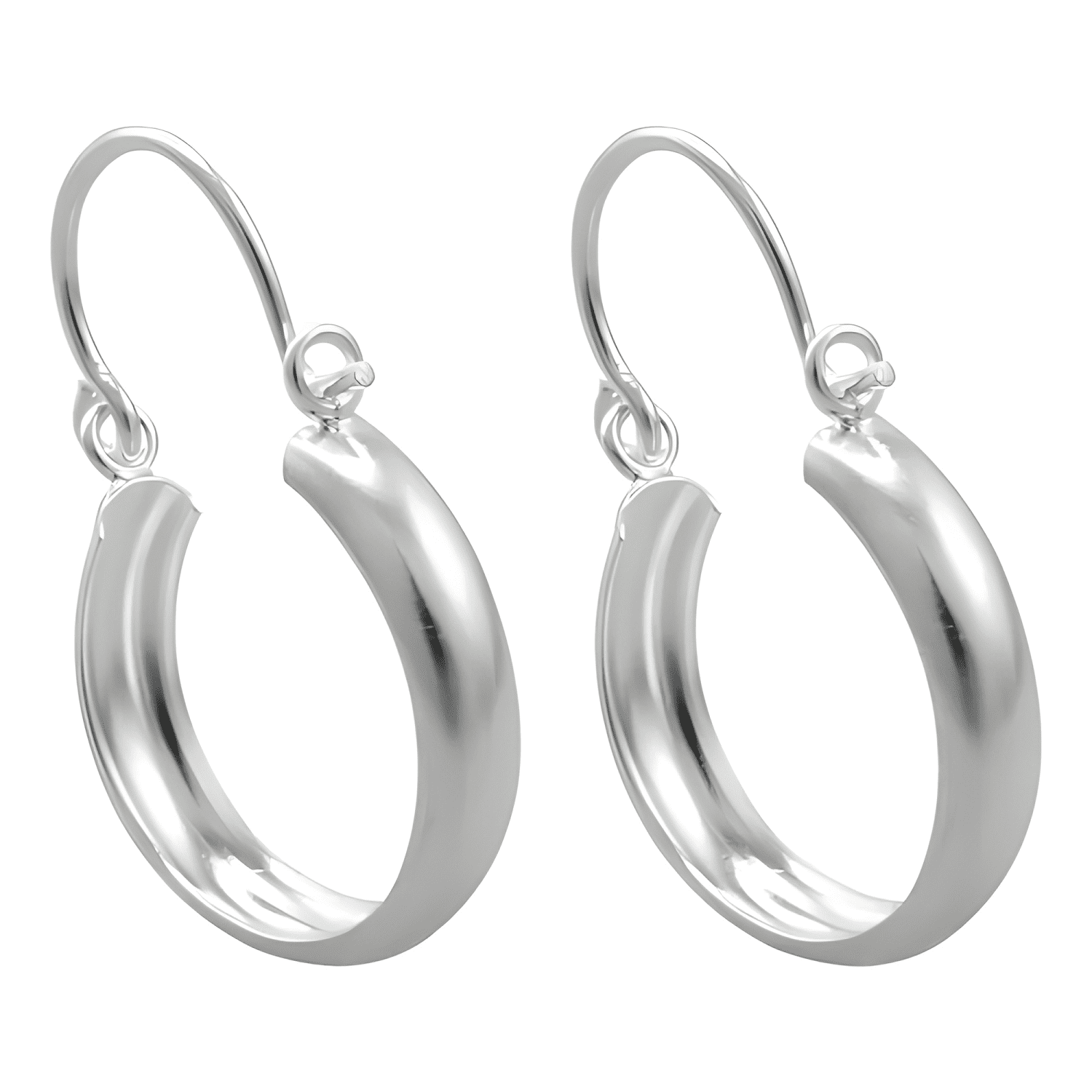 Aros Argolla Bote Lisos Mujer Plata 925 16mm Regalo Caja-0