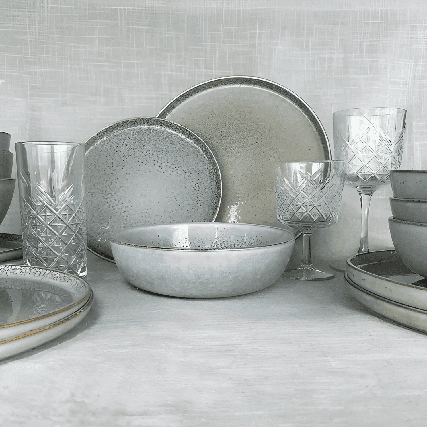Set vajilla 18 piezas cerámica linea oslo tipo gres Gris-3