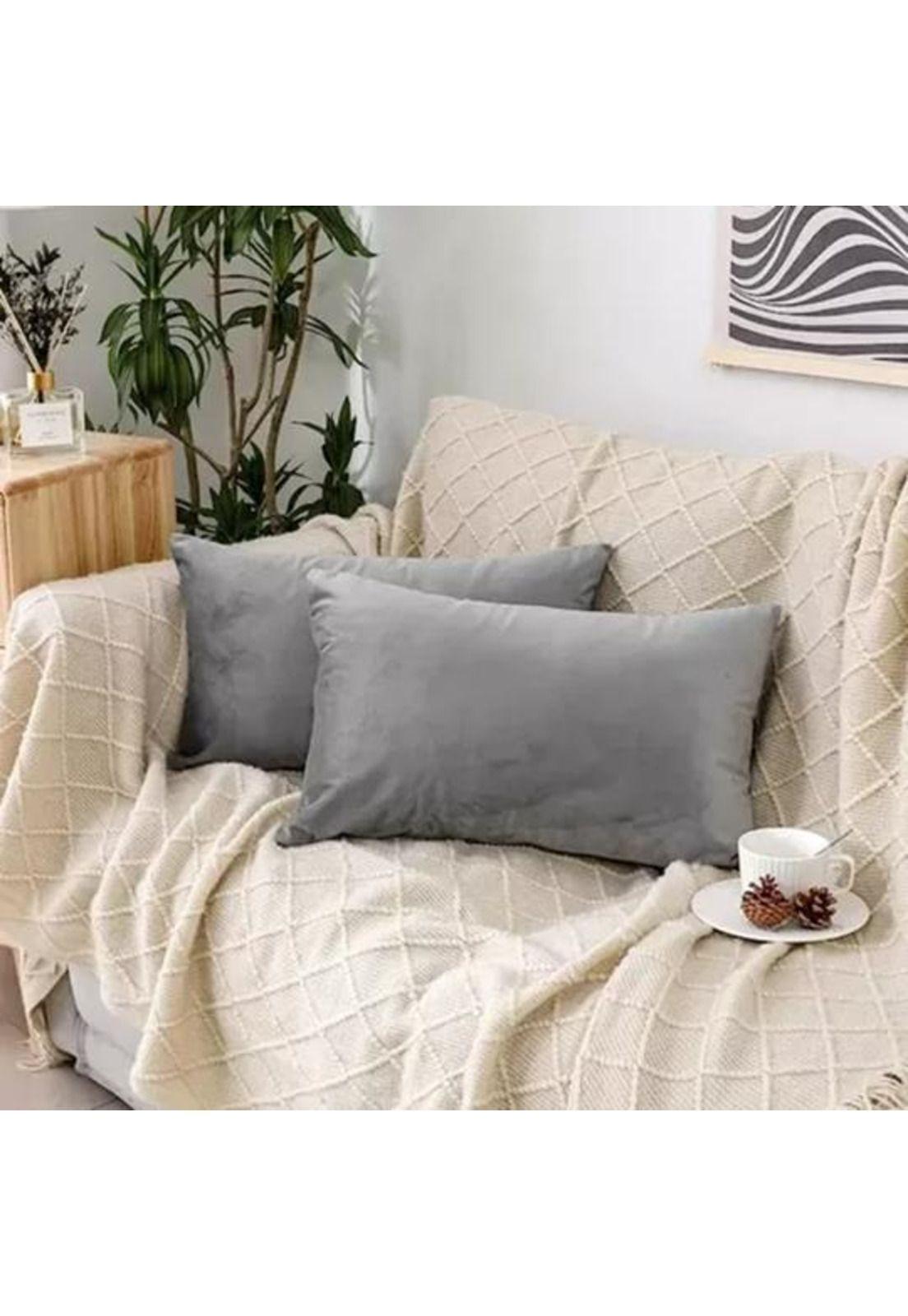 Pack de 2 Fundas Terciopelo Liso 30x50 cm Gris-2