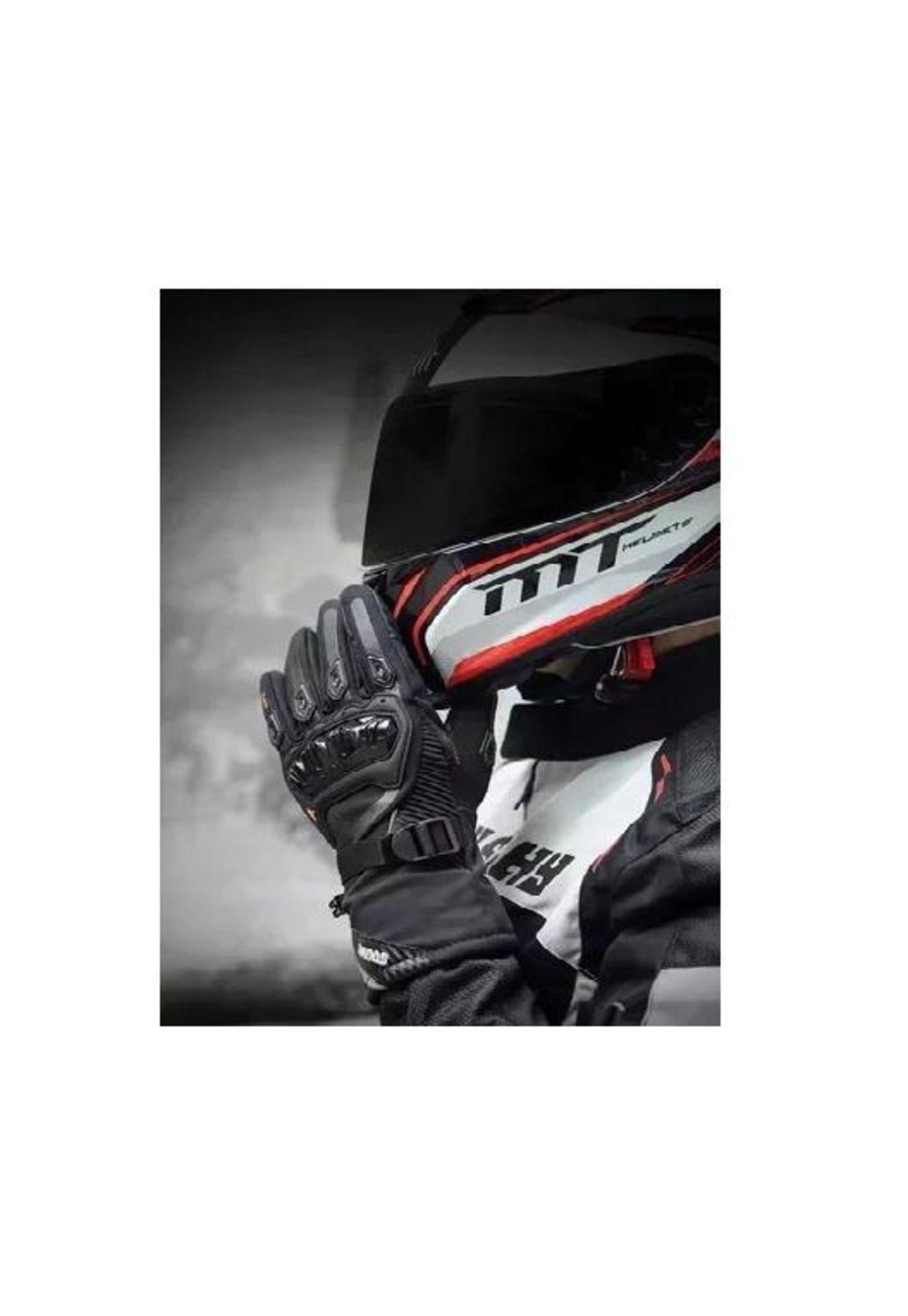 Guantes Moto Armad Gear Touch - Cuero Tela Impermeable Color Rojo Talla L-3