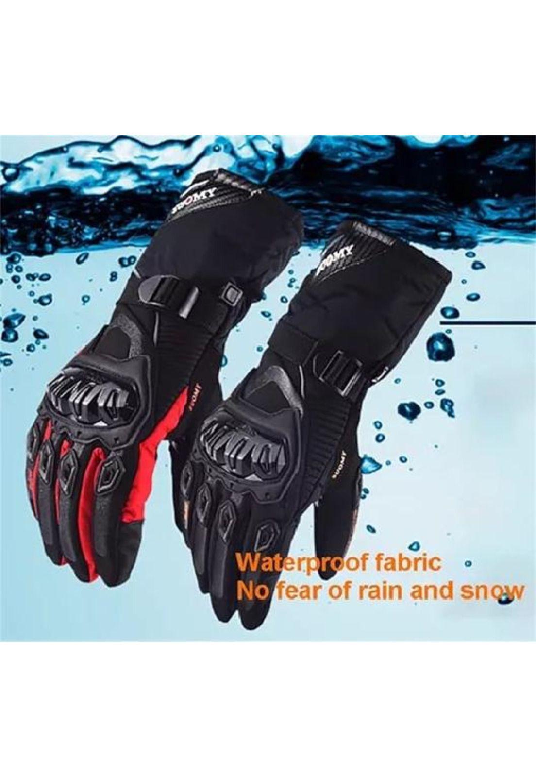 Guantes Moto Armad Gear Touch - Cuero Tela Impermeable Color Rojo Talla L-5