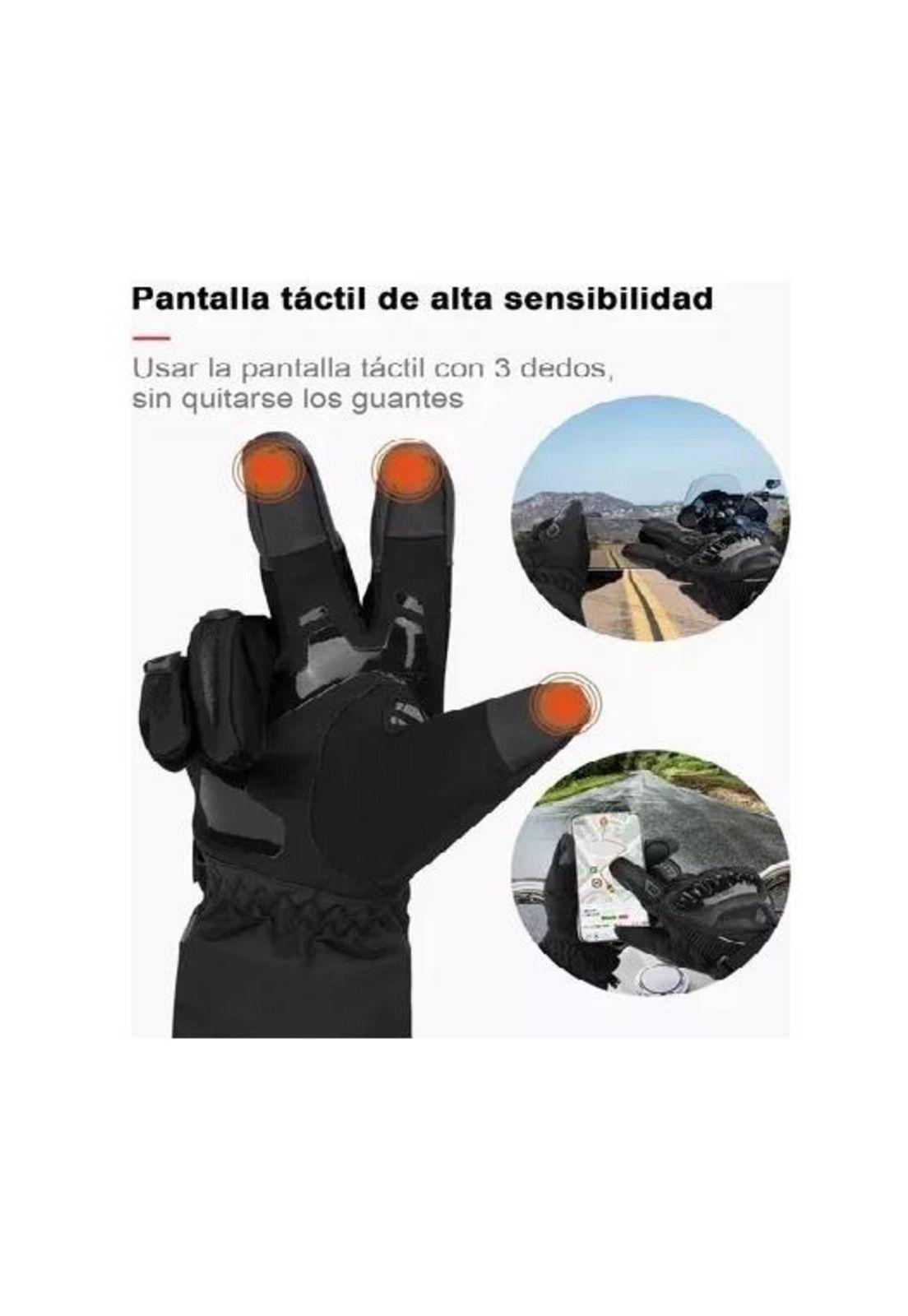 Guantes Moto Armad Gear Touch - Cuero Tela Impermeable Color Rojo Talla L-6