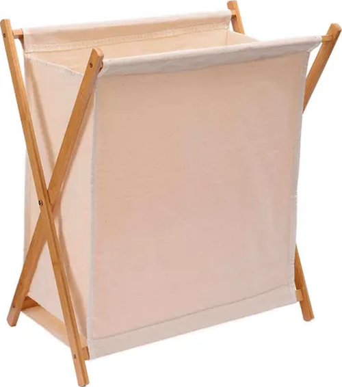 Cesto ropa bambú plegable color beige-0