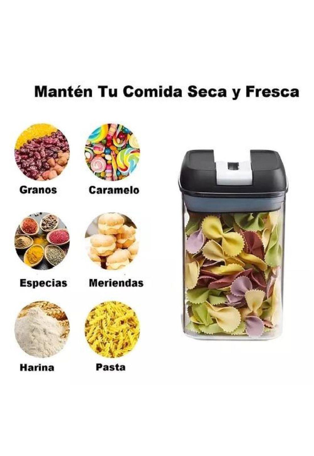 Set de 7 contenedores herméticos de plástico, cocina y despensa, color negro-5