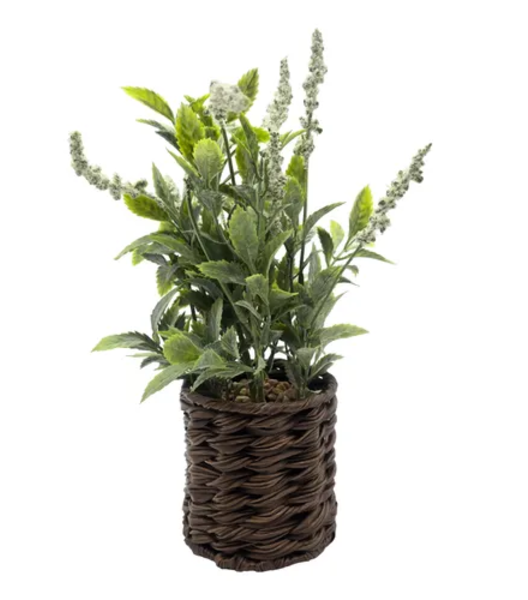 Planta lavanda artificial macetero ratán-0
