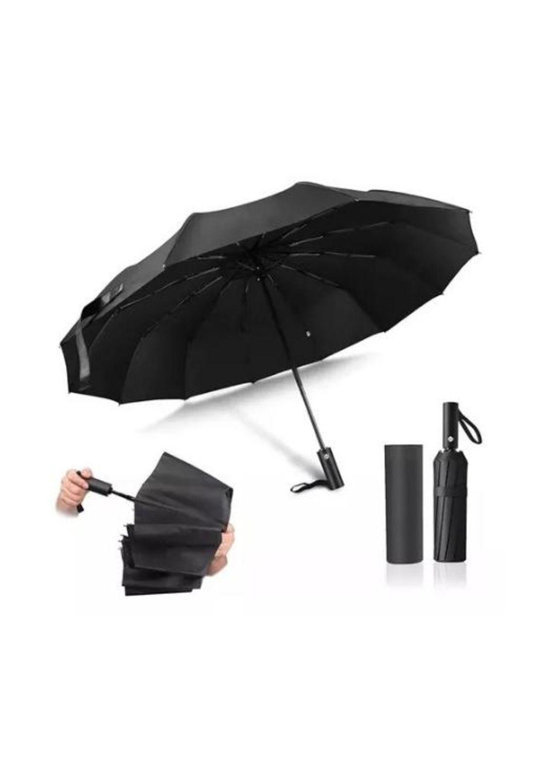Paraguas sombrilla automático uv plegable luz led negro-1