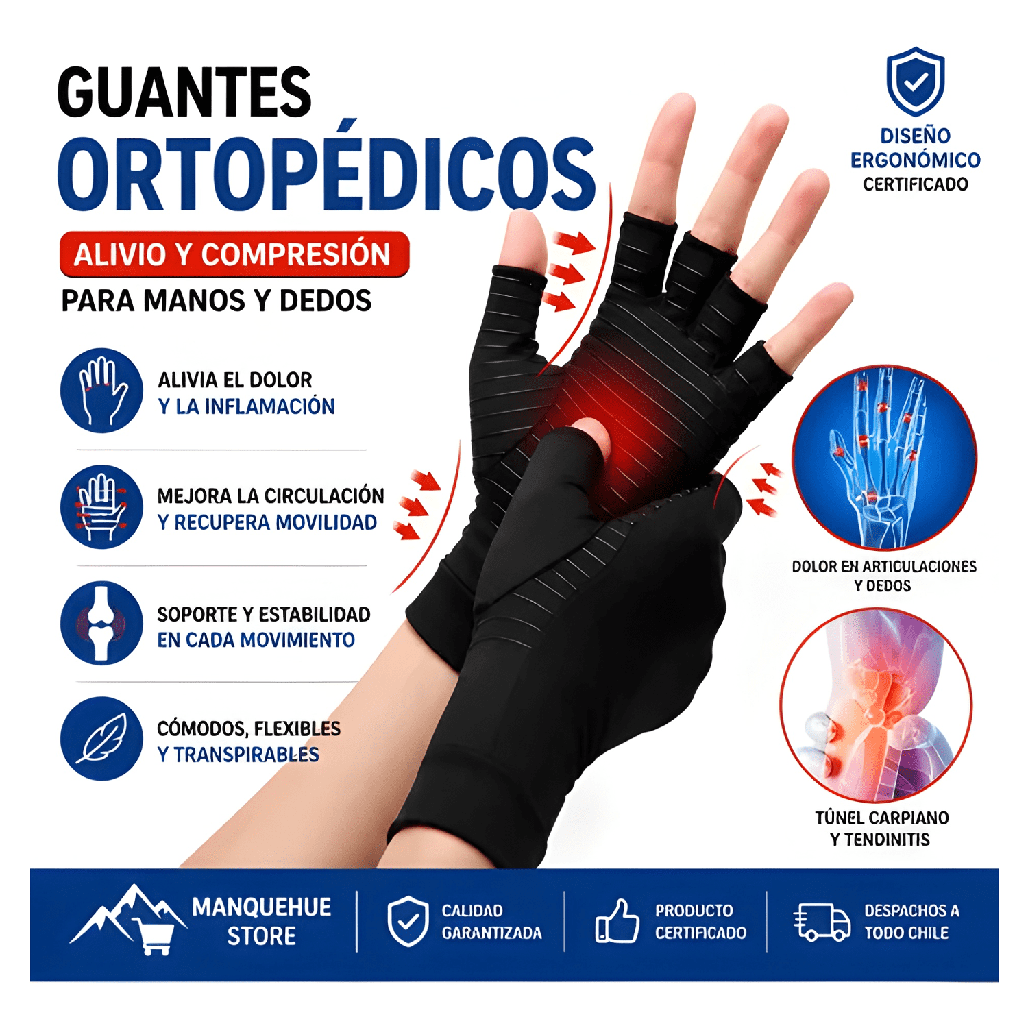 Guantes de cobre de compresión para aliviar el dolor #2-1