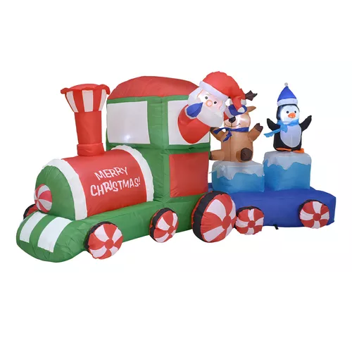 Inflable de Navidad tren navideño 2.2 m exterior con luz led multicolor-1