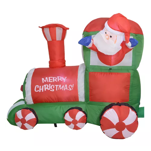Inflable de Navidad tren navideño 2.2 m exterior con luz led multicolor-2