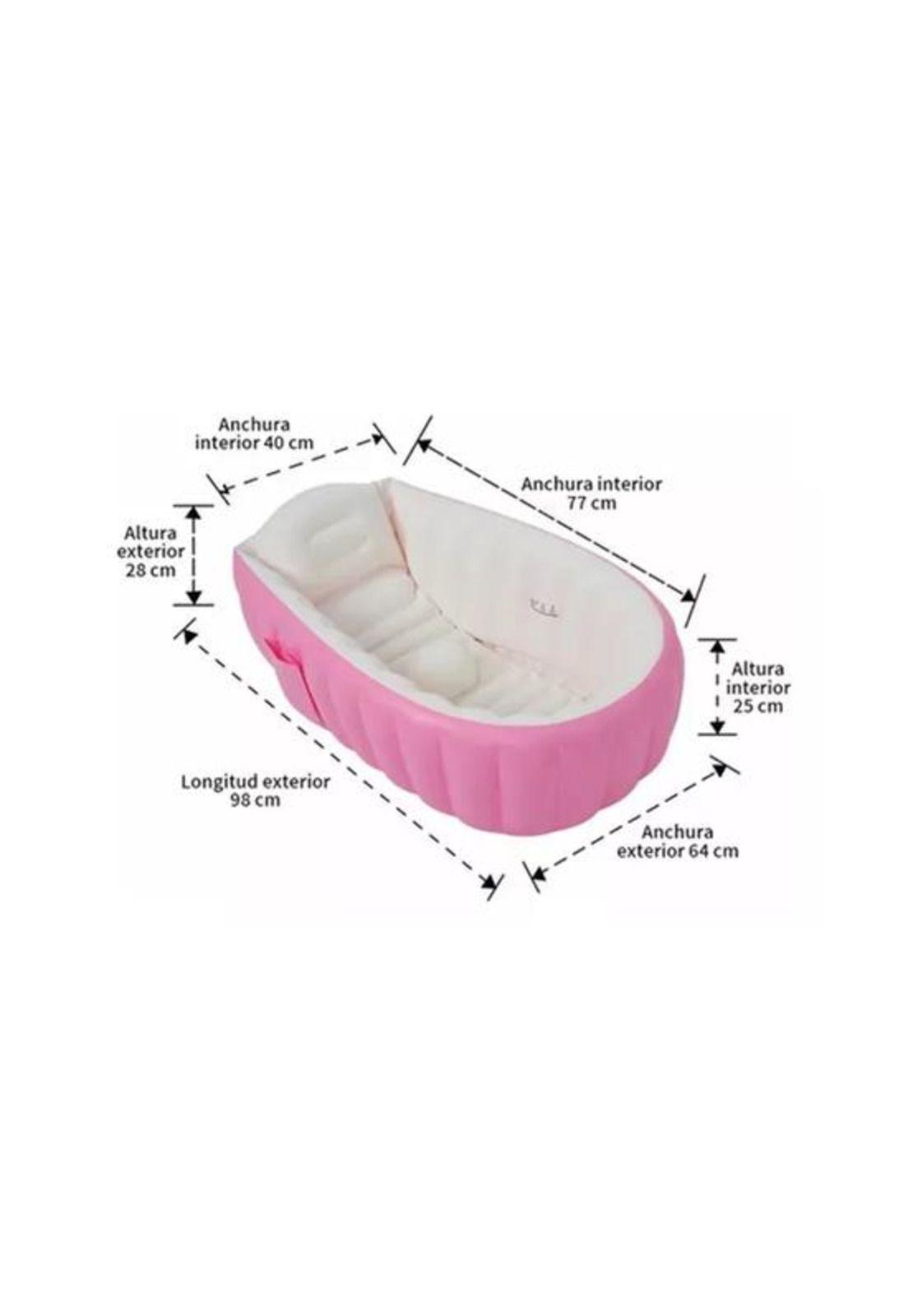 Bañera inflable portátil tina para bebés, color rosado-4