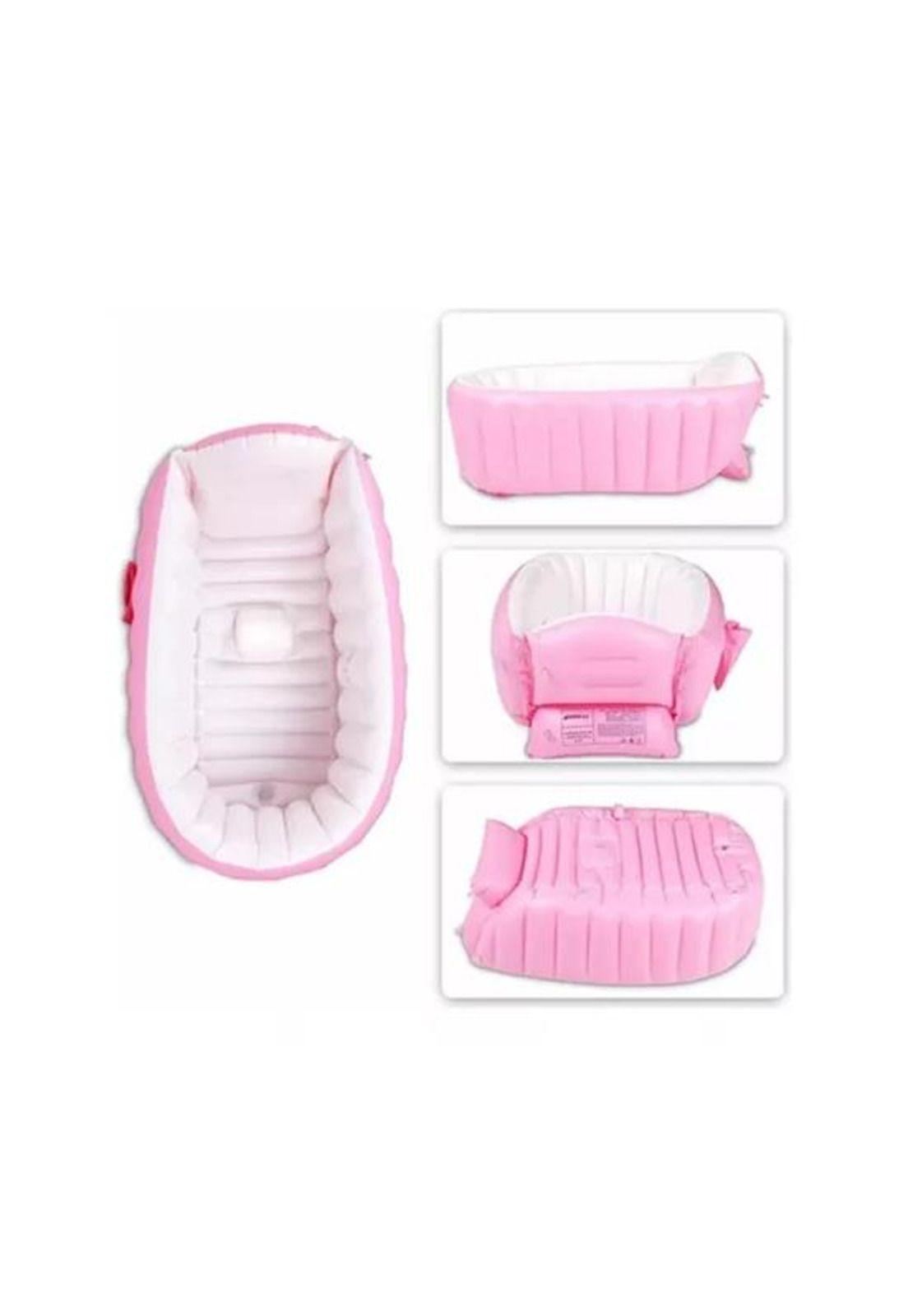 Bañera inflable portátil tina para bebés, color rosado-5