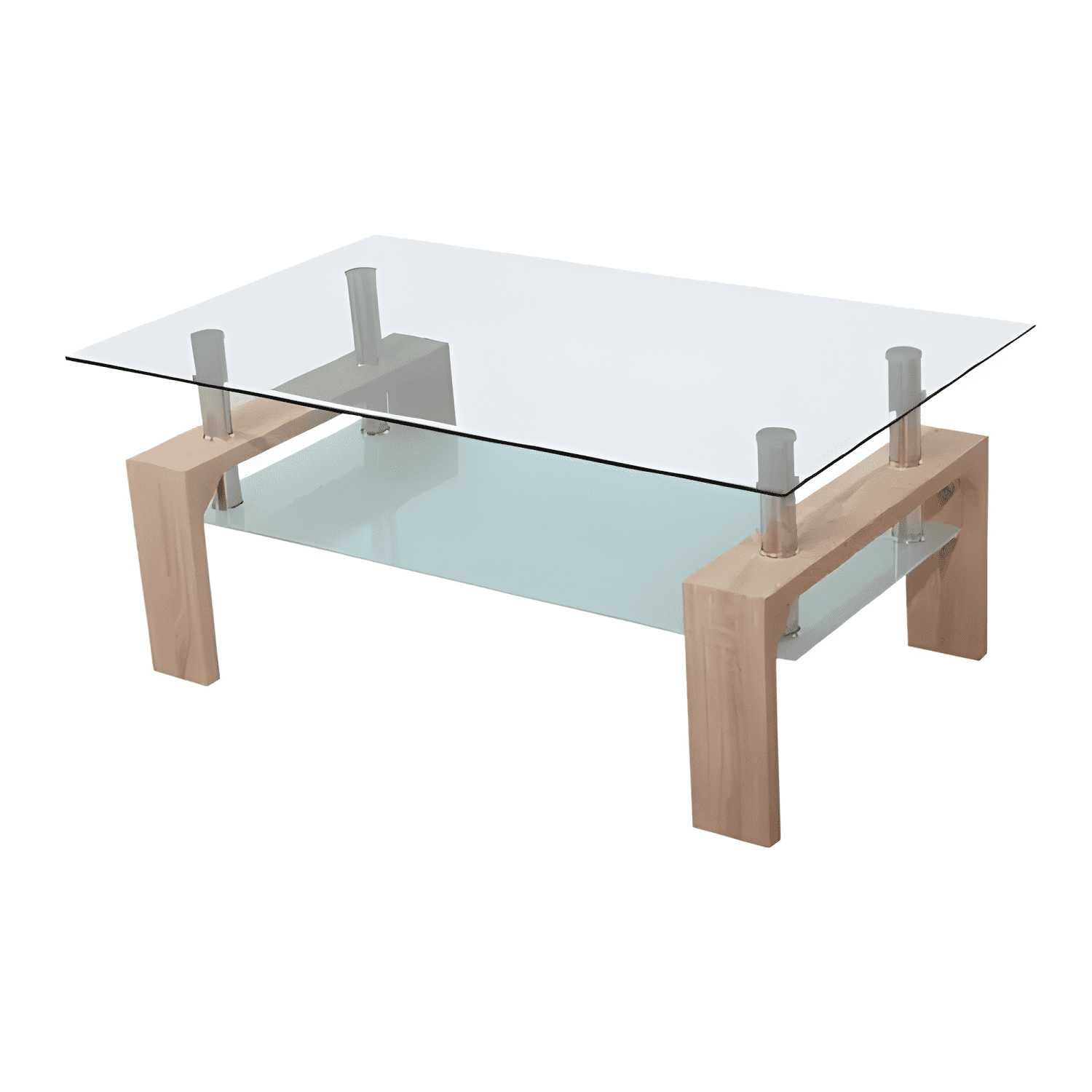 Mesa De Centro De Vidrio Rectangular 100cm Marrón claro-2