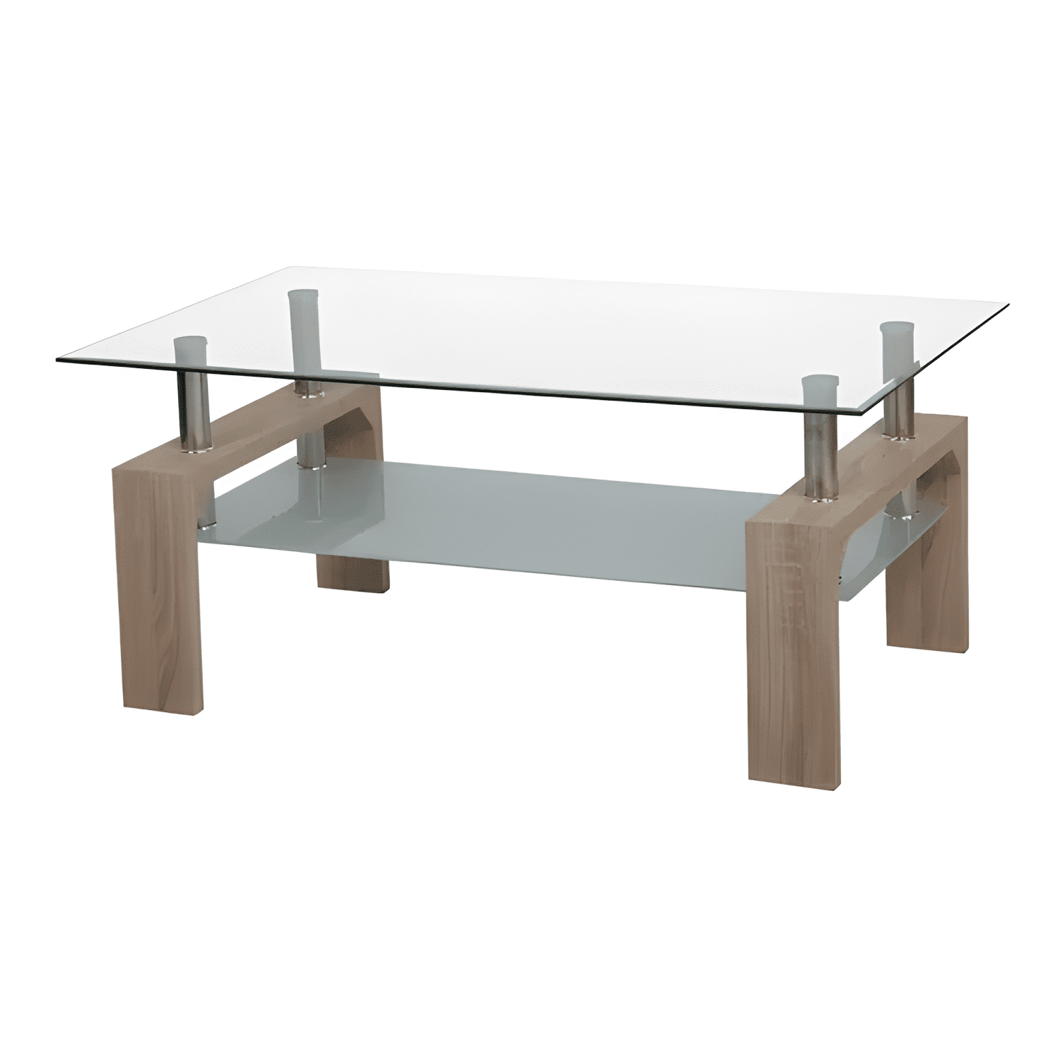 Mesa De Centro De Vidrio Rectangular 100cm Marrón claro-4