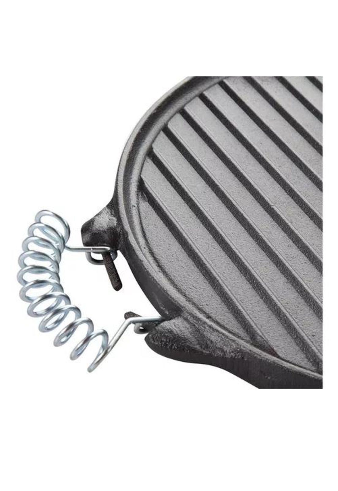Plancha churrasquera reversible de 25 cm, hierro fundido-5