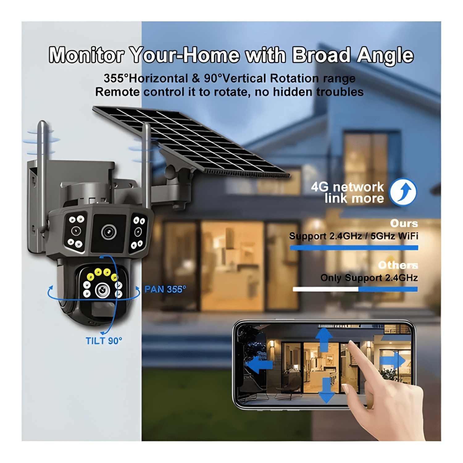Cámara Seguridad Energia Solar Inteligente Wifi Negro-4