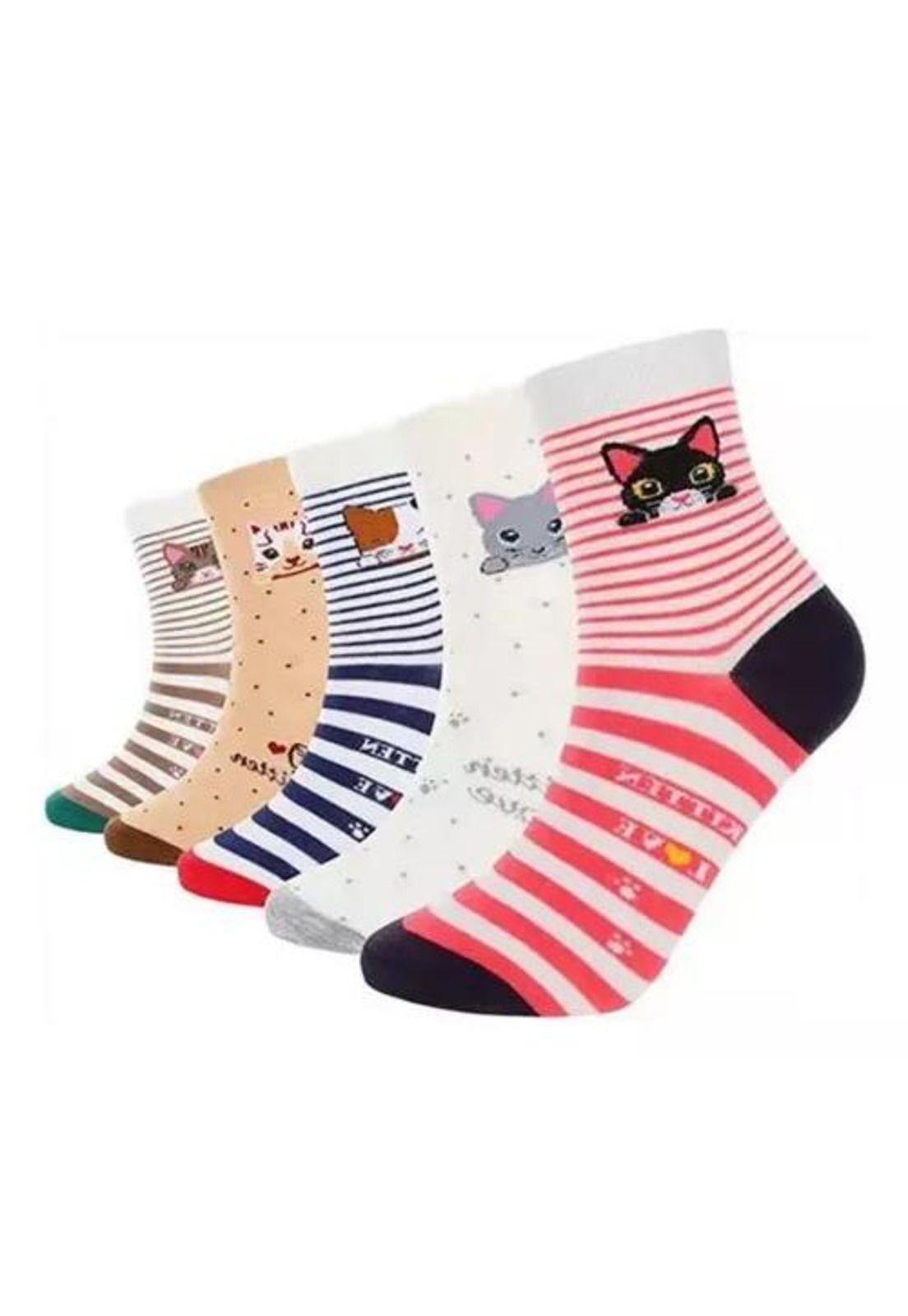 Pack de 12 calcetines largos para dama, diseño de rayas con bambú, multicolor-5