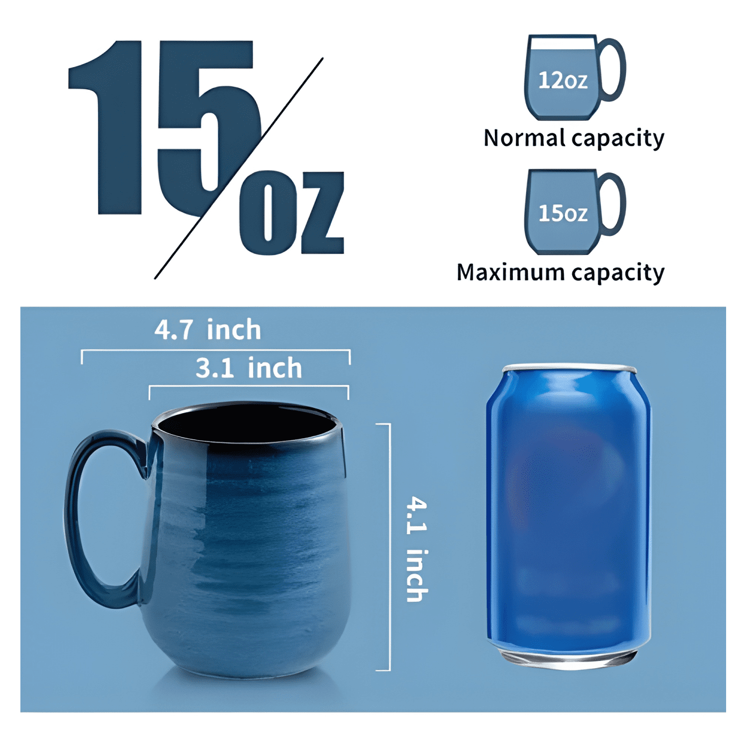 Set 4 tazas porcelana 450 ML con asa para y té hasen... Café-2