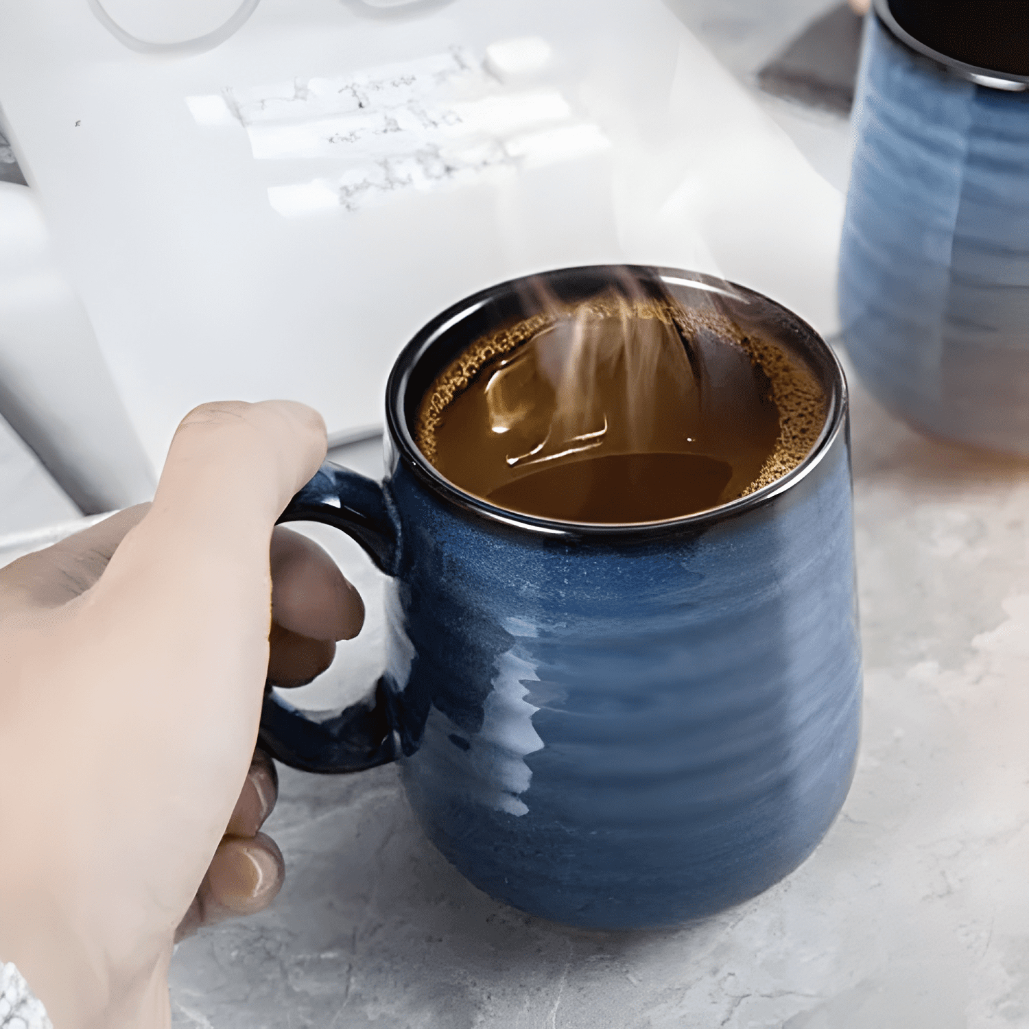 Set 4 tazas porcelana 450 ML con asa para y té hasen... Café-3