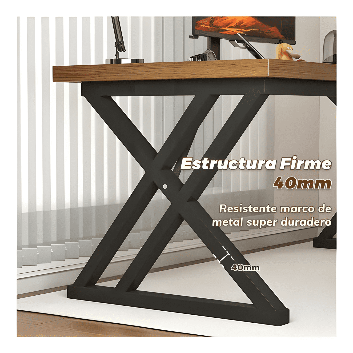 Escritorio oficina 140cm estructura metálica grueso 30mm #9-1