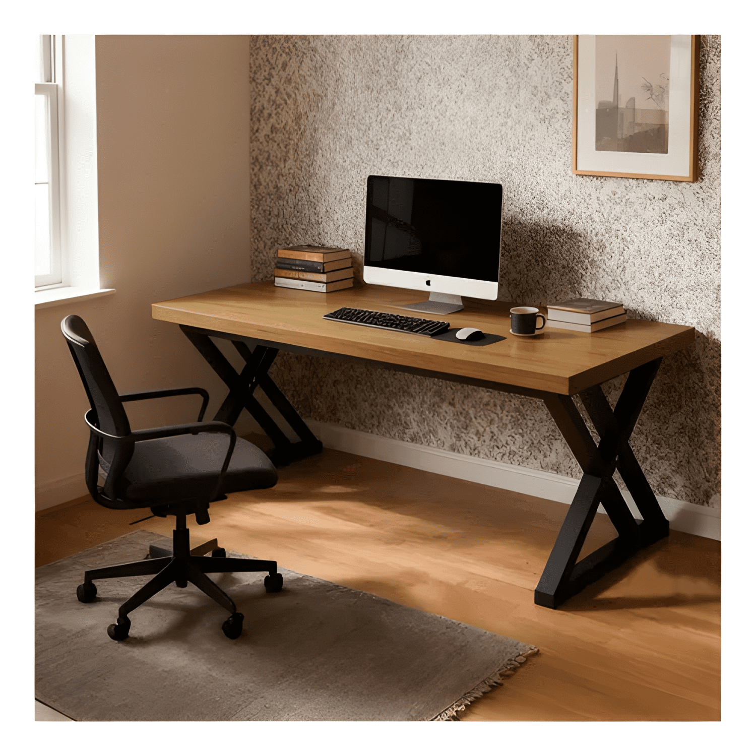 Escritorio oficina 140cm estructura metálica grueso 30mm #9-3
