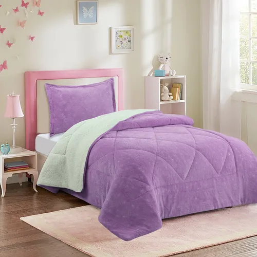 Cubrecama Doral infantil sherpa coral diseño flores-1