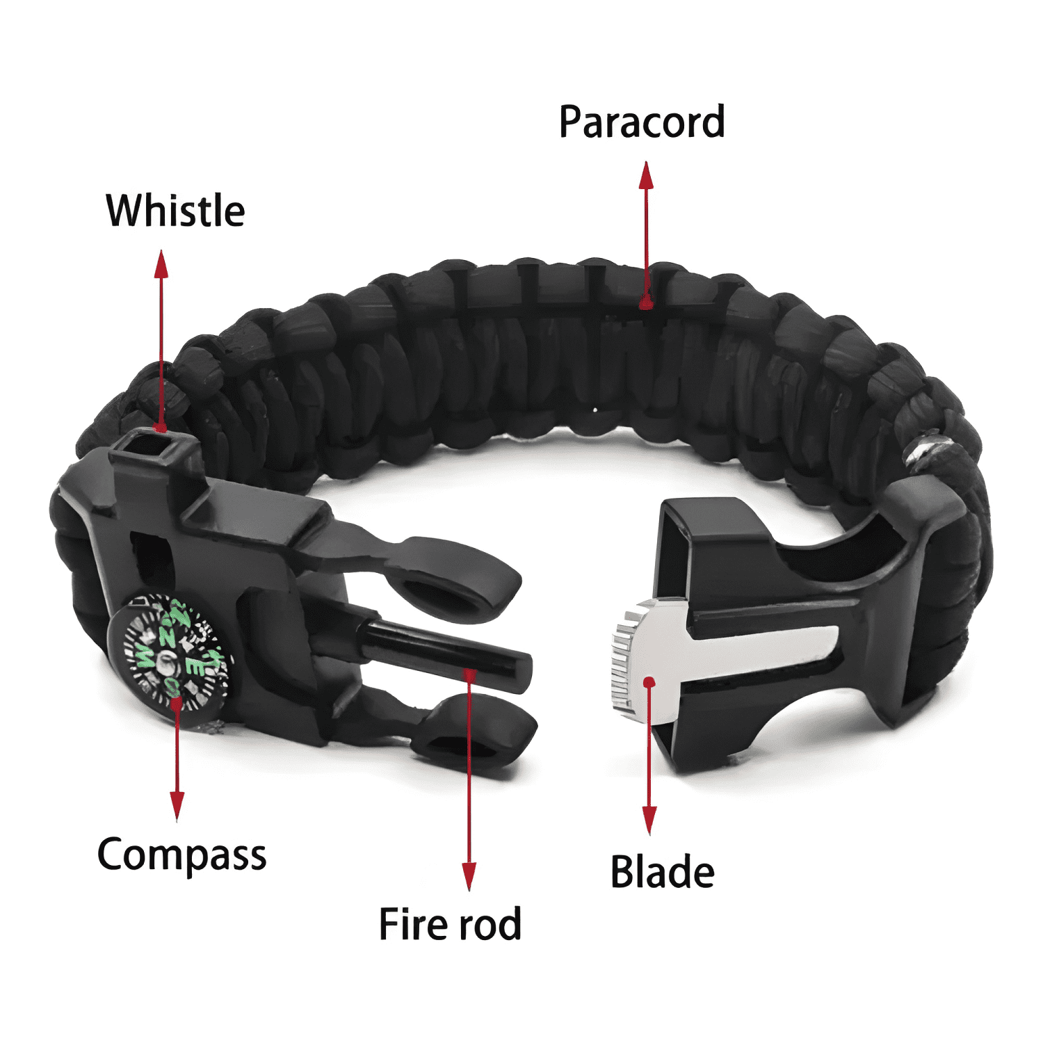 Par de pulseras táctica paracord de supervivencia multiuso-1