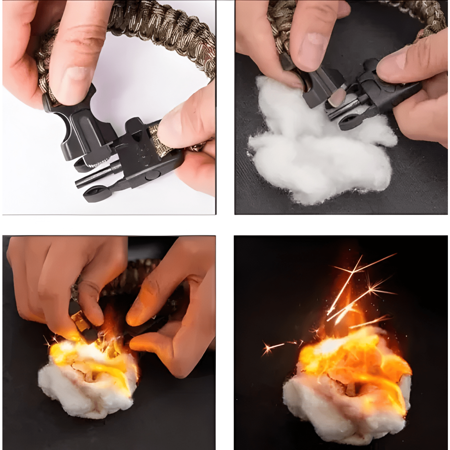 Par de pulseras táctica paracord de supervivencia multiuso-3
