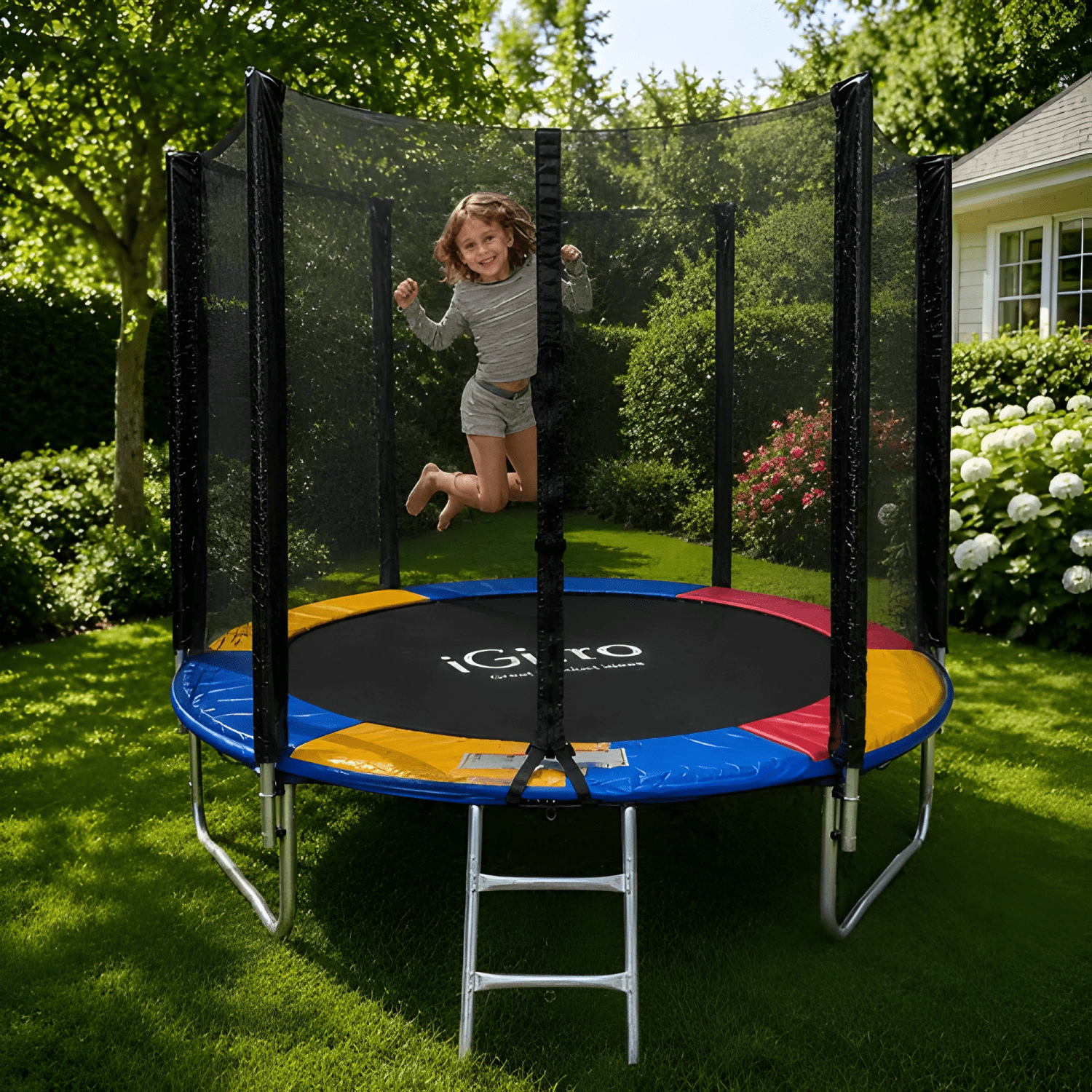 Cama elástica Igpro con malla 8ft 2,44 m negra #1-3